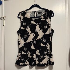 Donna Karan Black and Cream Floral Blouse